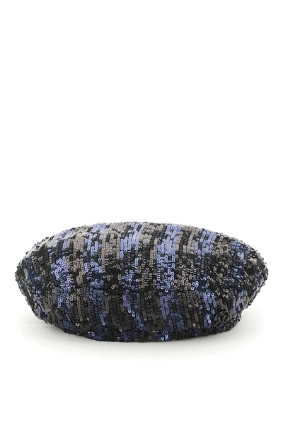 Shop Maison Michel New Billy Hat With Sequins In Black,blue