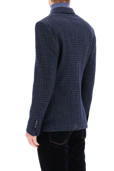 Shop Dolce & Gabbana Tailored Blazer In Tartan Wool In Blue,grey