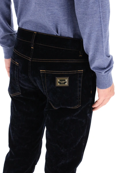 Shop Dolce & Gabbana Slim Jeans With Velvet Coating In Blue