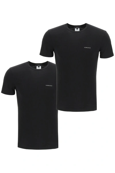Shop Versace Bi-pack T-shirt With Logo In Black