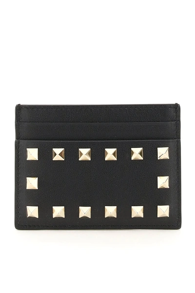 Shop Valentino Credit Card Holder With Rockstuds In Black
