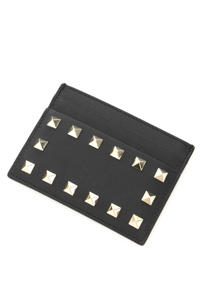 Shop Valentino Credit Card Holder With Rockstuds In Black