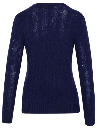 Shop Polo Ralph Lauren Blue Cashmere/ Blend Wool Blend V-neck Kimberly Sweater In Navy