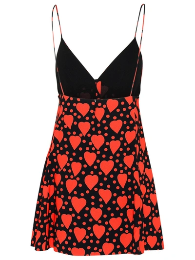 Shop Saint Laurent Viscose Sleeveless Dress With Hearts Print And Polka Dots,  Silk Lining In Red
