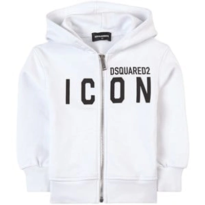 Shop Dsquared2 Black Icon Logo Hoodie In White