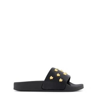 Shop Versace Black Medusa Slide Sandals