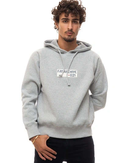 Shop Fay Sweatshirt With Hood In Medium Grey