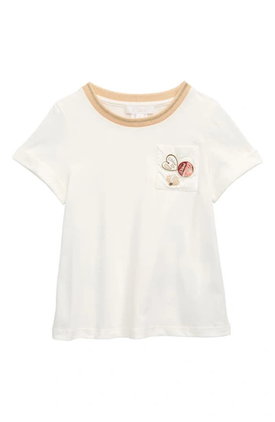 Shop Chloé Kids' Button Pocket T-shirt In 117 Offwhite