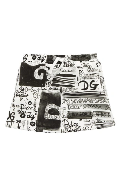 Shop Dolce & Gabbana Kids' Graffiti Logo Print Skirt In White Prnt