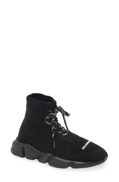 Balenciaga Kid's Speed Sock Knit Lace-up Sneakers In Black | ModeSens