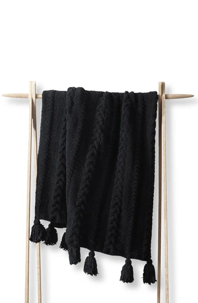 Shop Sunday Citizen Braided Pom Pom Throw Blanket In Black