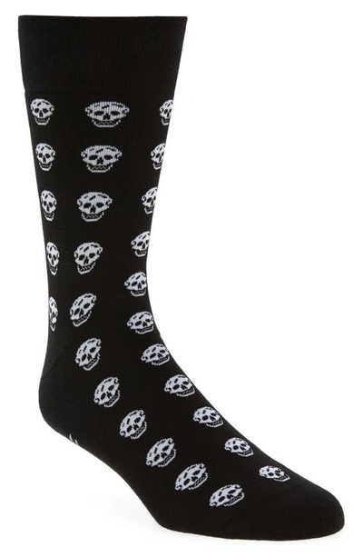 Shop Alexander Mcqueen Skull Short Socks In Black/ Ivory