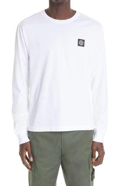 Shop Stone Island Logo Patch Cotton T-shirt In White