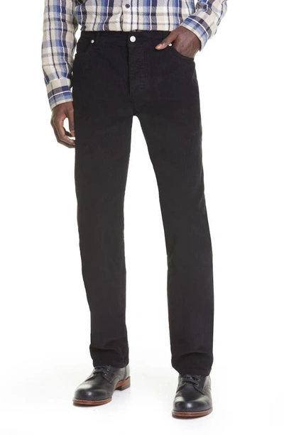 Shop Officine Generale James Pigment Dye Corduroy Slim Straight Jeans In Black