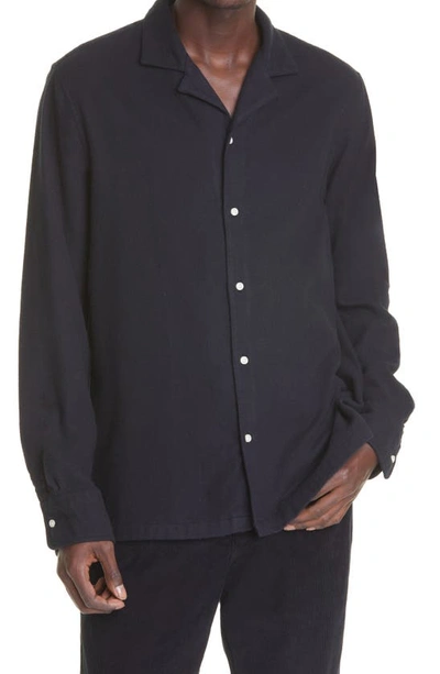 Shop Officine Generale Erin Organic Cotton Twill Button-up Shirt In Navy
