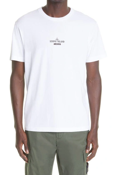 Shop Stone Island Archivio Logo Cotton Graphic Tee In White