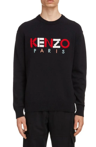 Shop Kenzo Paris Appliqué Crewneck Sweater In Black