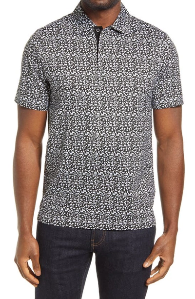 Shop Bugatchi Ooohcotton Tech Spatter Print Stretch Polo In Black