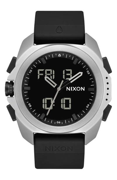 Shop Nixon Ripley Ana-digi Silicone Strap Watch, 47mm In Surplus / Black