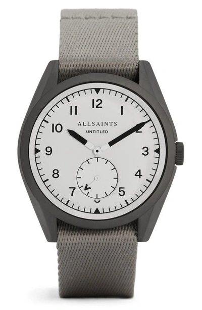 Shop Allsaints Untitled Ii Nato Strap Watch, 42mm In Grey