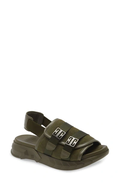Shop Givenchy Marshmallow Bridle Slingback Sandal In Olive Green