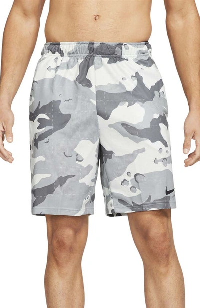 Nike Dri-fit Men's Camo Training Shorts In Pure Platinum/black | ModeSens