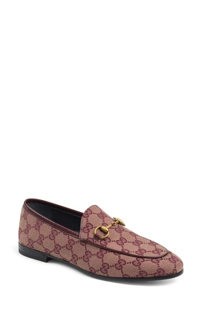 Shop Gucci New Jordaan Gg Supreme Canvas Loafer In Rubino