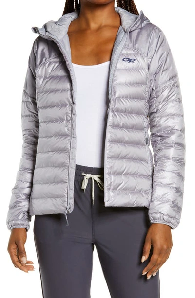 Shop Outdoor Research Helium 800 Fill Power Down Hooded Jacket In Moonstone