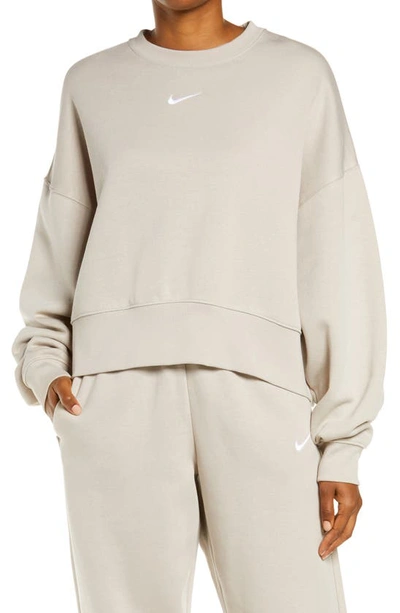Shop Nike Sportswear Essential Oversize Sweatshirt In Cream Ii/ White