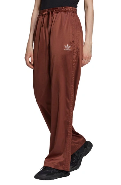 Adidas Originals Wide Leg Satin Track Pants In Brown | ModeSens