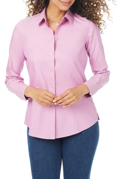 Shop Foxcroft Dianna Non-iron Cotton Shirt In Rose Frost