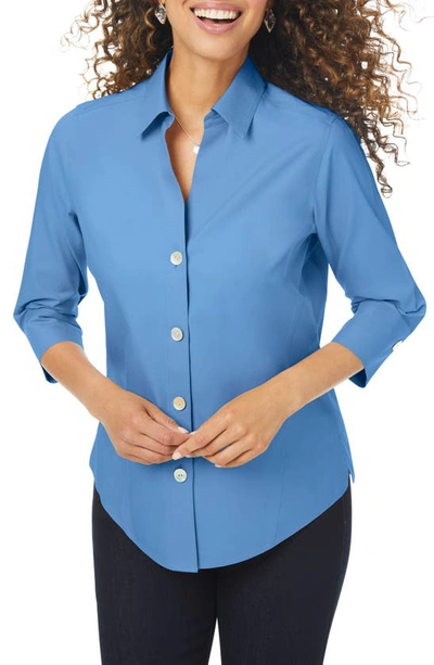 Shop Foxcroft Paityn Non-iron Cotton Shirt In Blue Bliss