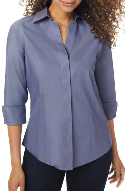 Shop Foxcroft Taylor Fitted Non-iron Shirt In Midnight Sky