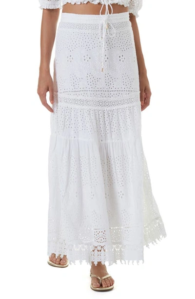 Shop Melissa Odabash Alessia Eyelet Cover-up Maxi Skirt In White