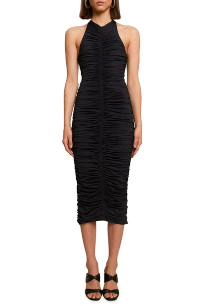 Shop A.l.c Adrienne Ruched Sleeveless Dress In Black