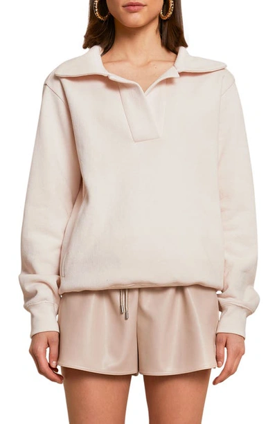 A.l.c Connor Collared Fleece Sweatshirt In Pink Tint