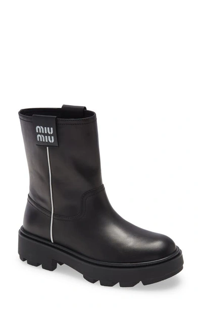Shop Miu Miu Moto Boot In Nero