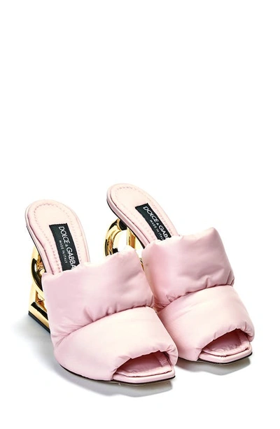Shop Dolce & Gabbana Piumino Slide Sandal In Rosa