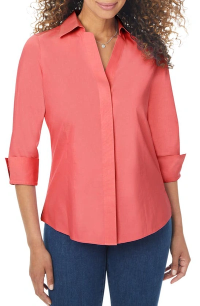 Shop Foxcroft Taylor Fitted Non-iron Shirt In Scarlet Flame