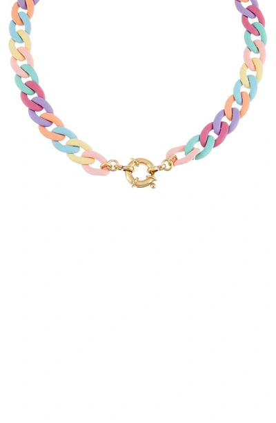 Shop Adinas Jewels Pastel Chain Link Necklace In Multi-color