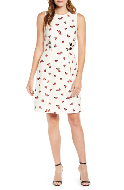 Shop Anne Klein Chatterly Rose Fit & Flare Dress In Anne White/ Pinot Combo