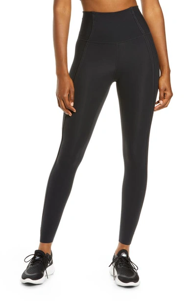 Shop Nike Yoga Luxe Infinalon 7/8 Tights In Black/ Dark Smoke Grey