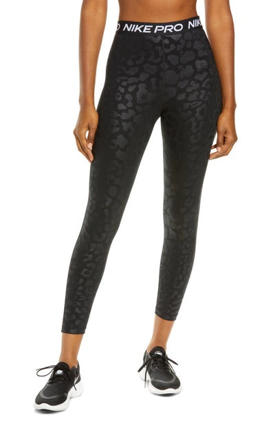 Shop Nike Pro Dri-fit 7/8 High Waist Leggings In Black/ Clear