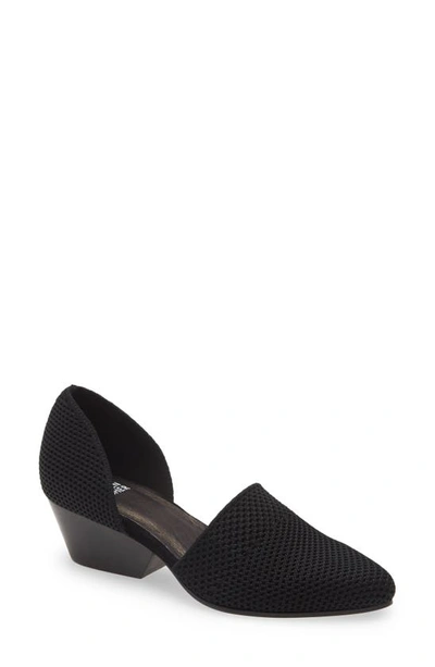Shop Eileen Fisher Hallo Knit D'orsay Pump In Black Stretch Knit