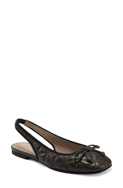 Shop Aerosoles Catarina Quilted Slingback Flat In Dark Brown Leather