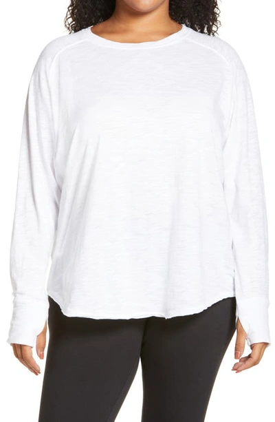 Shop Zella Relaxed Washed Long Sleeve T-shirt In White