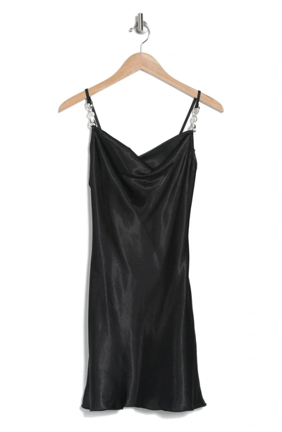Shop Jump Apparel Satin Cowl Neck Slip Dress In Black