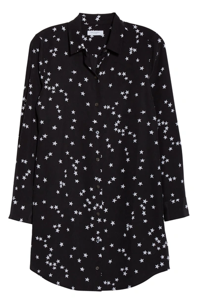 Shop Equipment Long Sleeve Star Print Silk Shirtdress In Black/ White Star