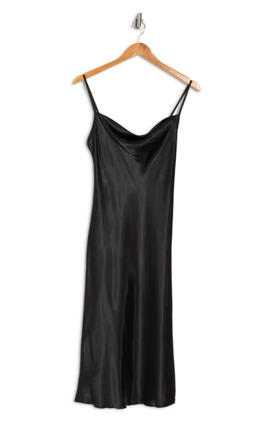Shop Bebe Satin Cowl Neck Midi Dress In Black