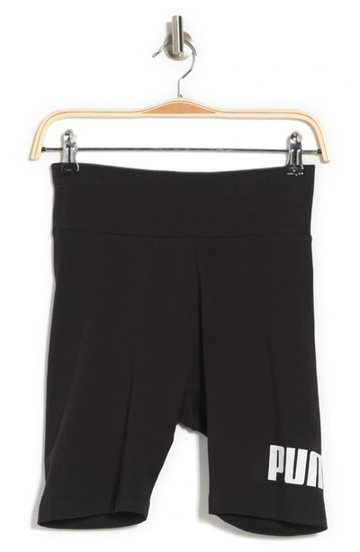 Shop Puma Ess 7 Logo Bike Shorts In  Black